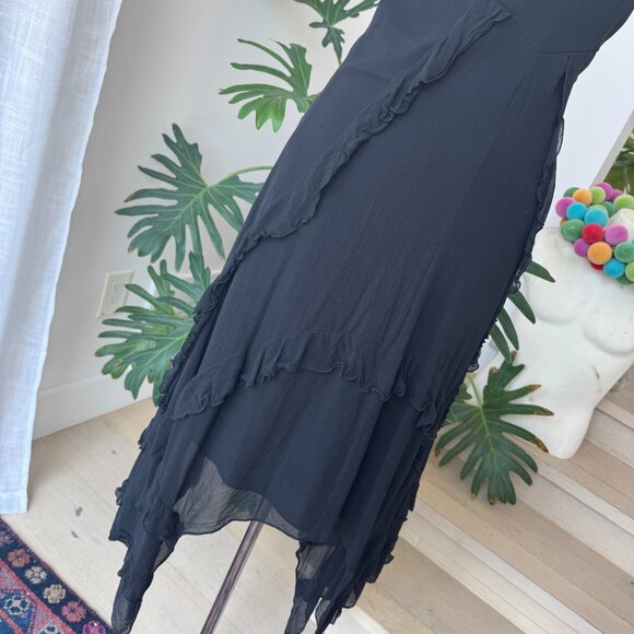 Elizabeth and James Black Silk Dress 4 - Picture 3 of 11